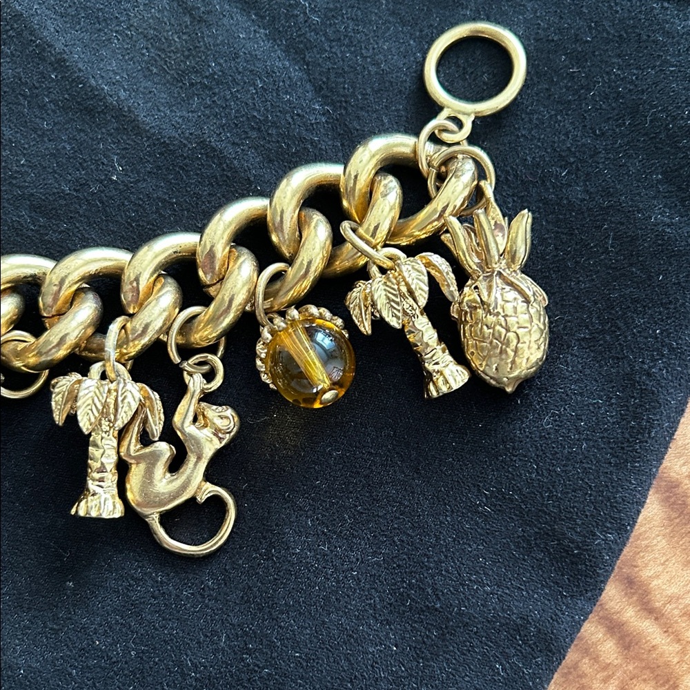 J. Crew Gold Bracelet with Pineapple and Fish Charms - Picture 3 of 5